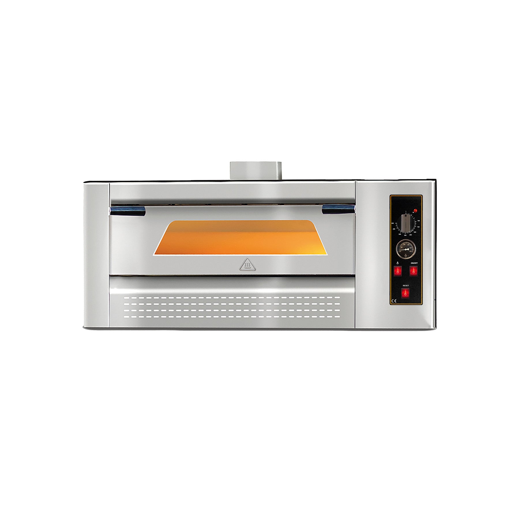 orange Gas Pizzaofen mit 1 Backkammer für 4 Pizzen à Ø30cm - Boden aus Schamott, 16,1 kW