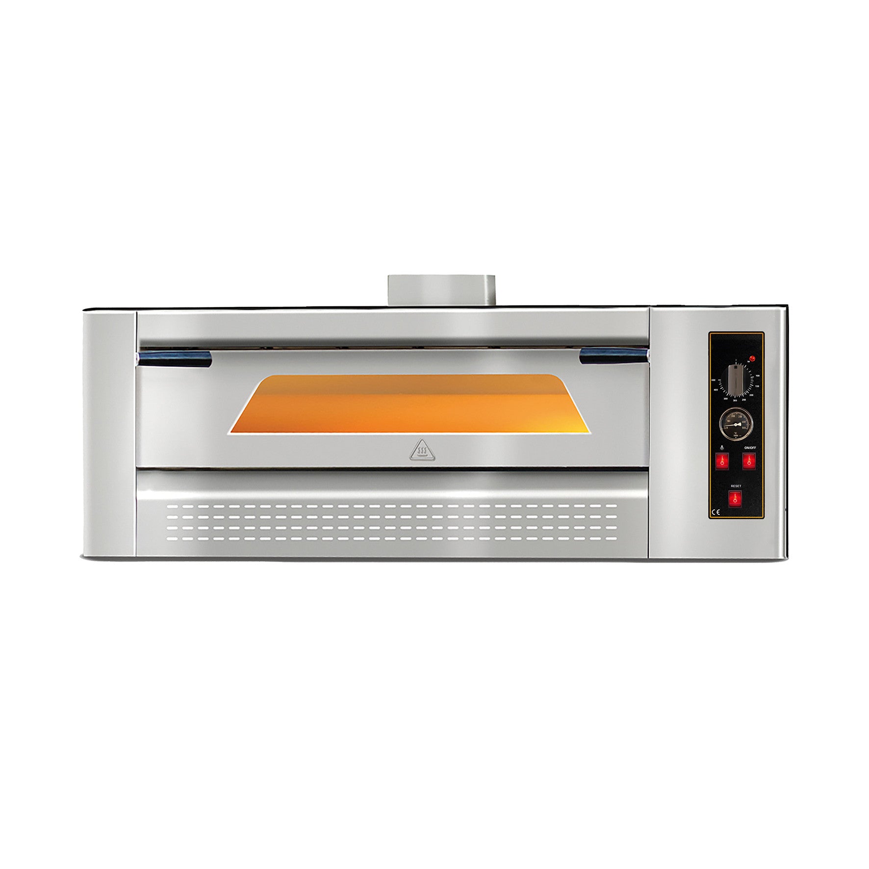 orange Gas Pizzaofen mit 1 Backkammer für 6 Pizzen à Ø30cm - Boden aus Schamott, 16,2 kW