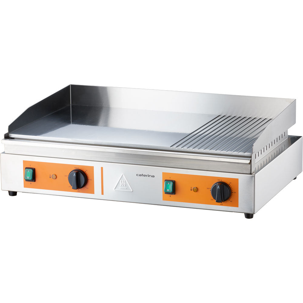 Stalgast Griddleplatte CATERINA, 720x460x240 mm, 2/3 glatt und 1/3 gerillt, 3,5 kW 230 V