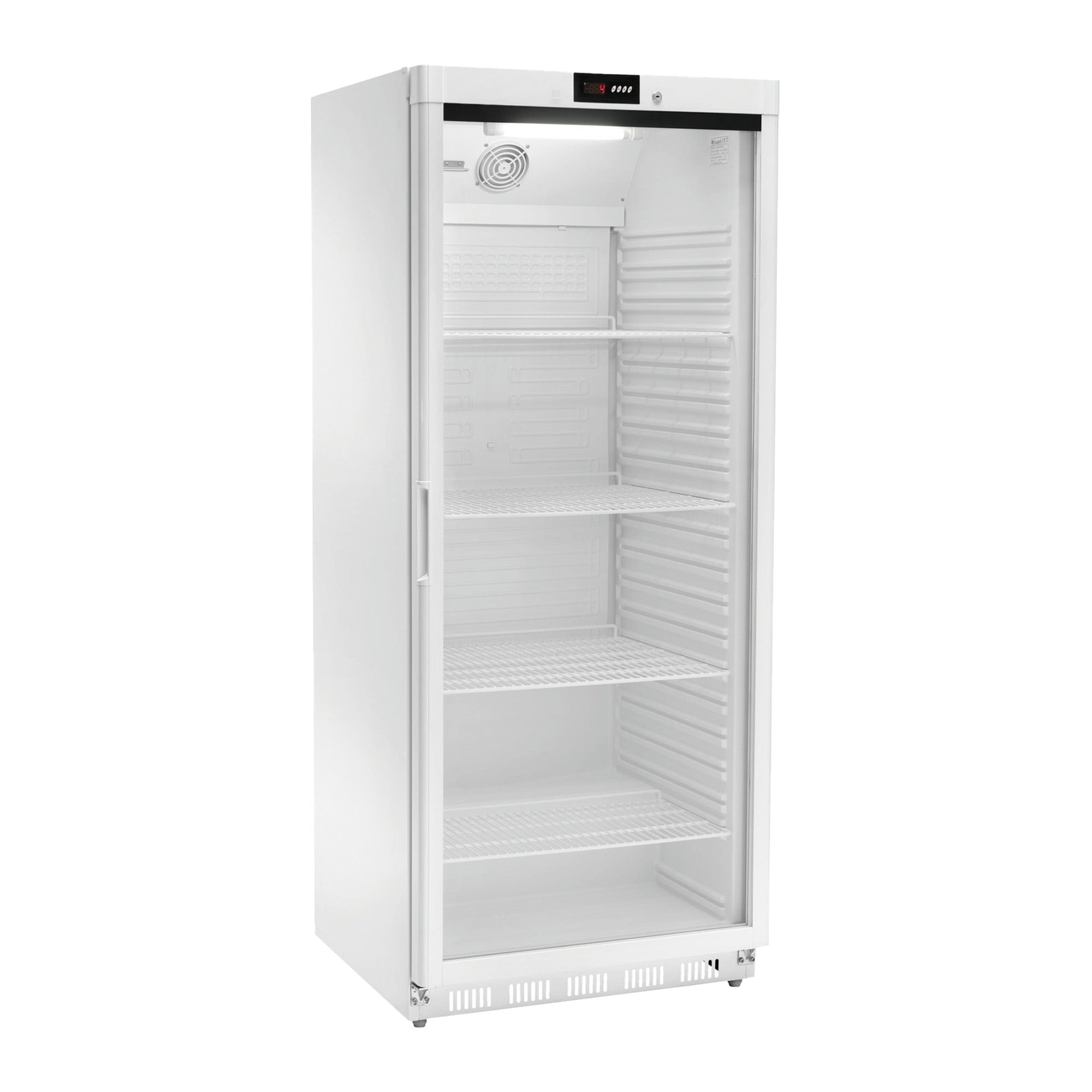 orange Kühlschrank 580L, Glastür, weiß