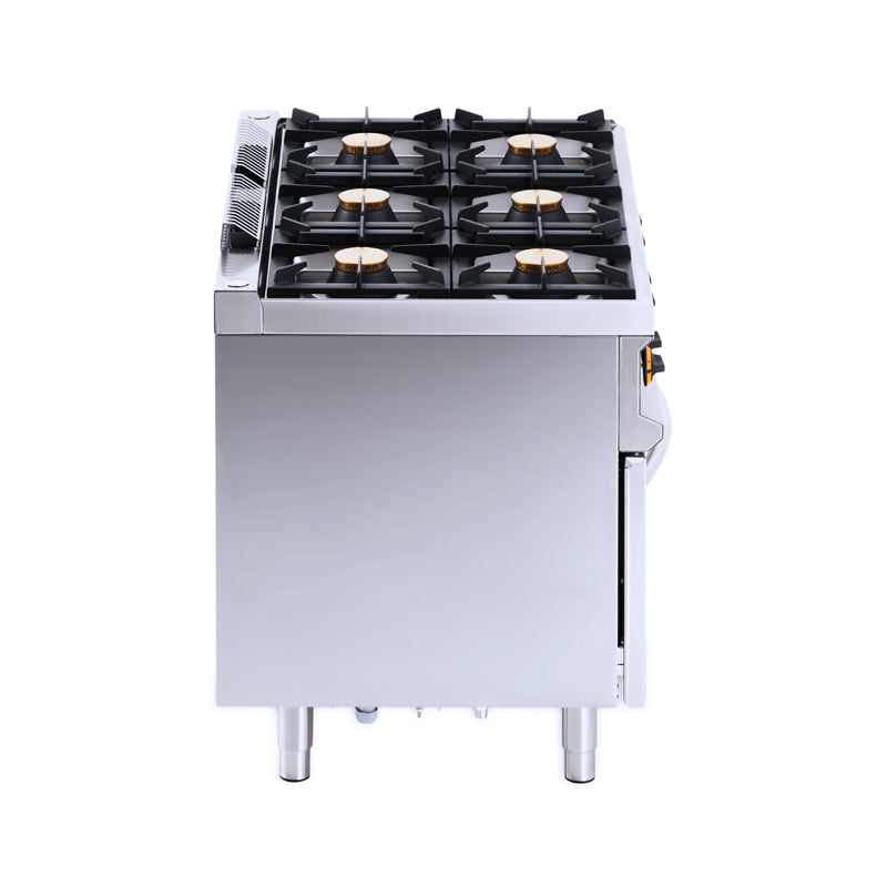 orange Gas-Herd Serie 70, 6 Brenner, mit Elektro-Backofen, 42 kW