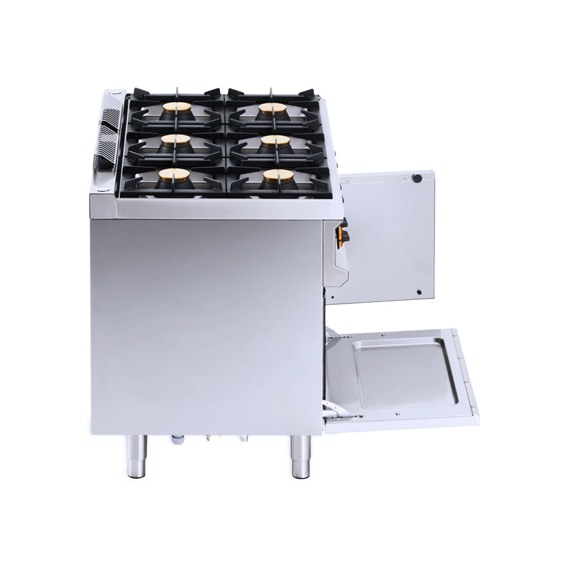 orange Gas-Herd Serie 70, 6 Brenner, mit Elektro-Backofen, 42 kW