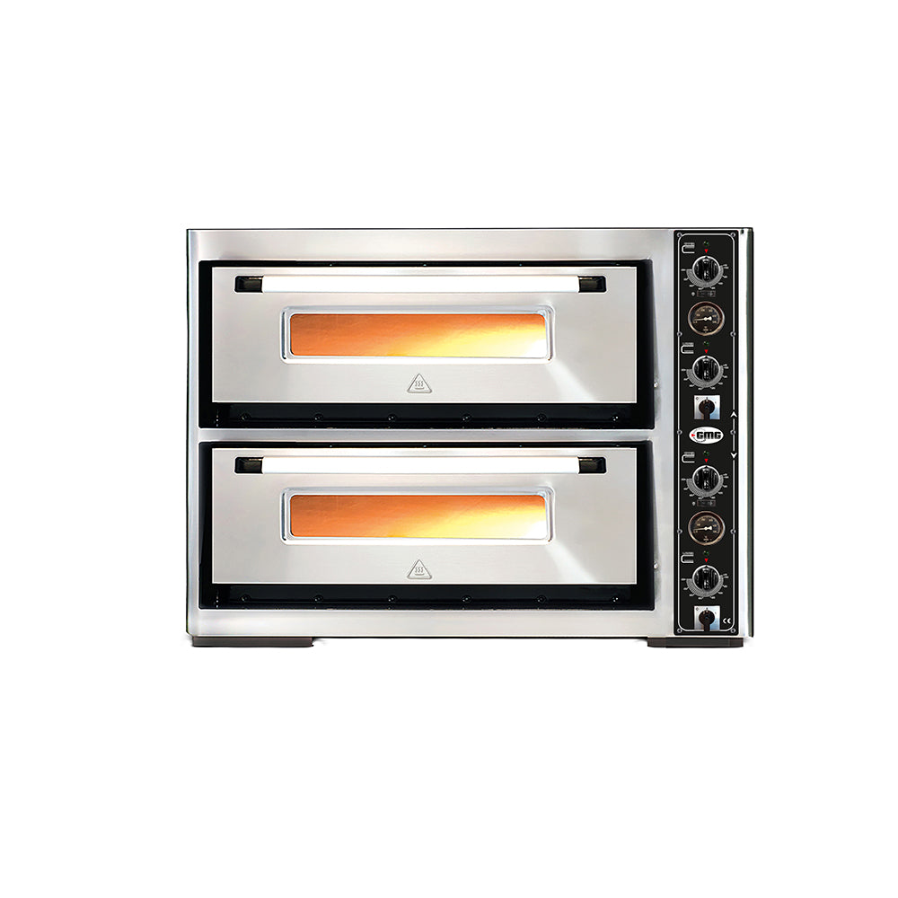 GMG - Pizzaofen PF6262 DE mit Thermometer elektrisch - 4+4x Ø30cm | 10 kW | 400V - Edelstahl 2 Backkammern