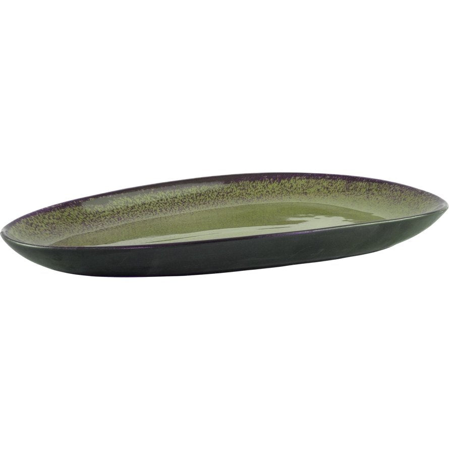 cent 2 x Porzellanserie "Spices" Green Pepper Platte oval 38,5x20,5